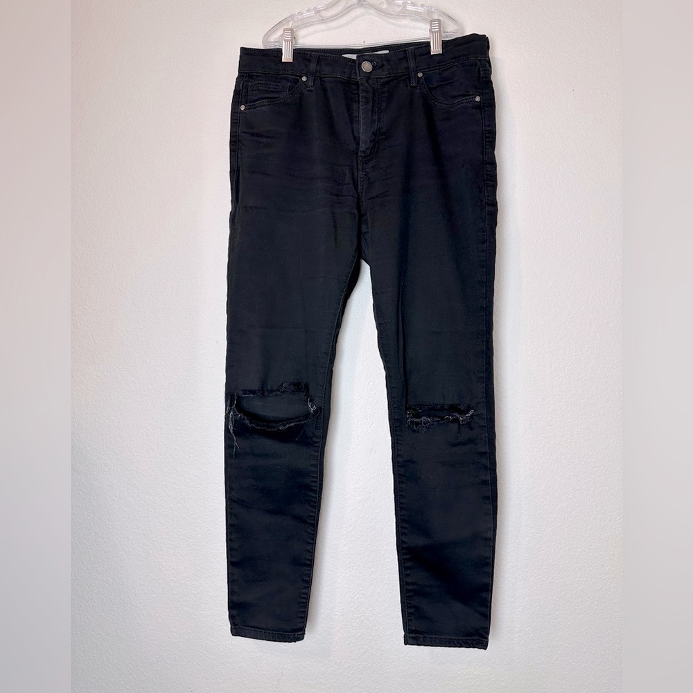TOPSHOP Moto Leigh Distressed Skinny Ankle Jeans Jeggings Black GUC - Picture 2 of 5